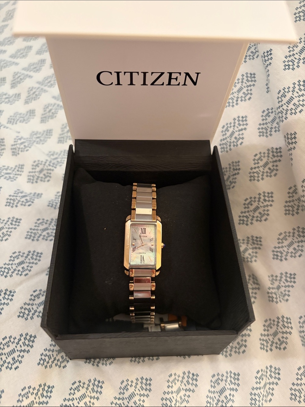 Citizen L Bianca Eco-drive Two-Tone Rectangular Dress Watch - Silver & Rose Gold